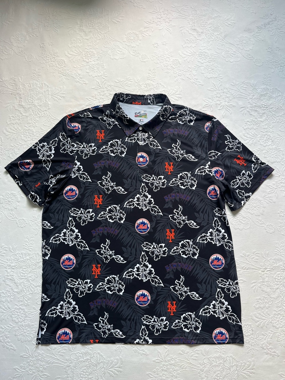 NWT Reyn Spooner Men’s New York Mets Black Performance Polo Size 2XL